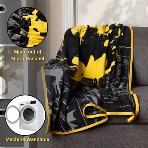 Franco Collectibles Batman Bedding Super Soft Micro Raschel Throw, 46 in x 60 in, (Official Licensed Product)