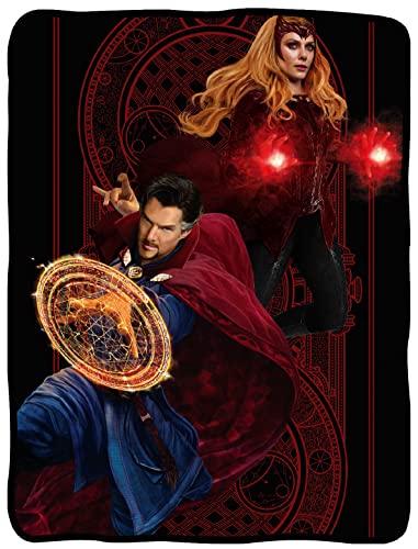 Surreal Entertainment Marvel: Doctor Strange Multiverse of Madness Dr Strange & Scarlet Witch Throw Blanket | 45 x 60 Inches Plush Cozy Sherpa Super Soft Lightweight Fleece Home Decor