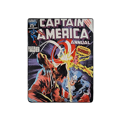Marvel Legends Captain America x Wolverine Dual Danger Exclusive Fleece Softest Comfy Throw Blanket for Adults | Measures 60 x 50 Inches