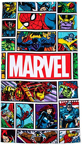 Jay Franco Marvel Comics Vintage Comic Kids Large Bath/Pool/Beach Towel - Super Soft & Absorbent Fade Resistant Cotton Towel, Measures 34 x 64 inches (Official Marvel Product)