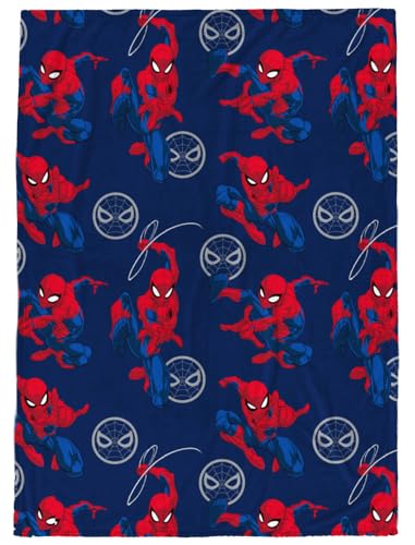 Marvel Spiderman Plush Throw Blanket - Measures 46 x 60 Inches - Kids Super Soft Fleece Superhero Bedding
