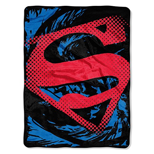 DC Comics Superman, "Super Rip Shield" Micro Raschel Throw Blanket, 46" x 60", Multi Color, 1 Count