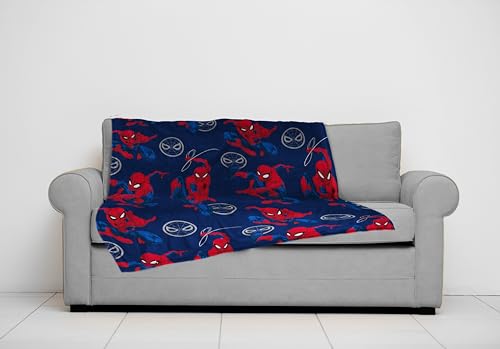 Marvel Spiderman Plush Throw Blanket - Measures 46 x 60 Inches - Kids Super Soft Fleece Superhero Bedding