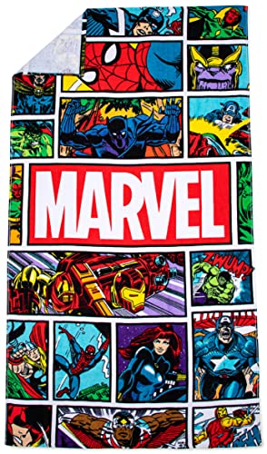 Jay Franco Marvel Comics Vintage Comic Kids Large Bath/Pool/Beach Towel - Super Soft & Absorbent Fade Resistant Cotton Towel, Measures 34 x 64 inches (Official Marvel Product)
