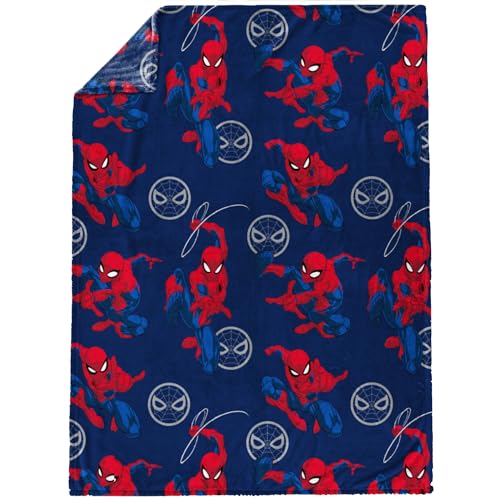 Marvel Spiderman Plush Throw Blanket - Measures 46 x 60 Inches - Kids Super Soft Fleece Superhero Bedding
