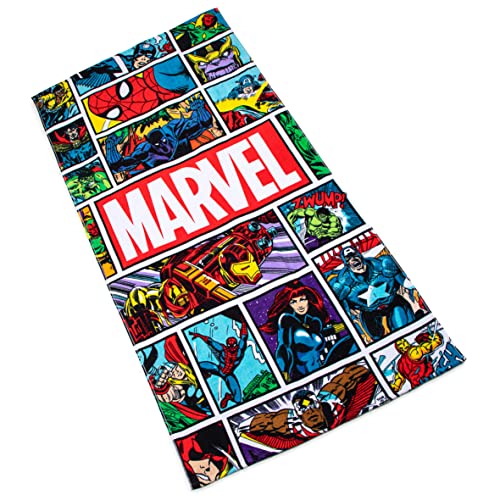 Jay Franco Marvel Comics Vintage Comic Kids Large Bath/Pool/Beach Towel - Super Soft & Absorbent Fade Resistant Cotton Towel, Measures 34 x 64 inches (Official Marvel Product)