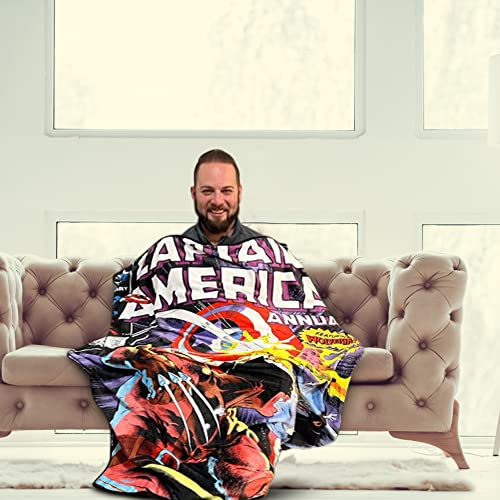 Marvel Legends Captain America x Wolverine Dual Danger Exclusive Fleece Softest Comfy Throw Blanket for Adults | Measures 60 x 50 Inches