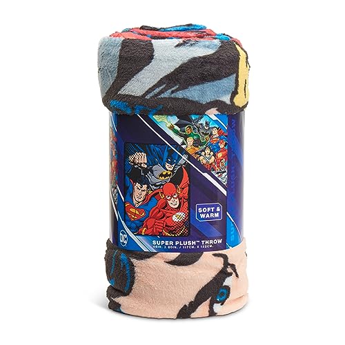 DC Comics Justice, League Trio Micro Raschel Throw Blanket, 46" x 60", Multi Color, 1 Count
