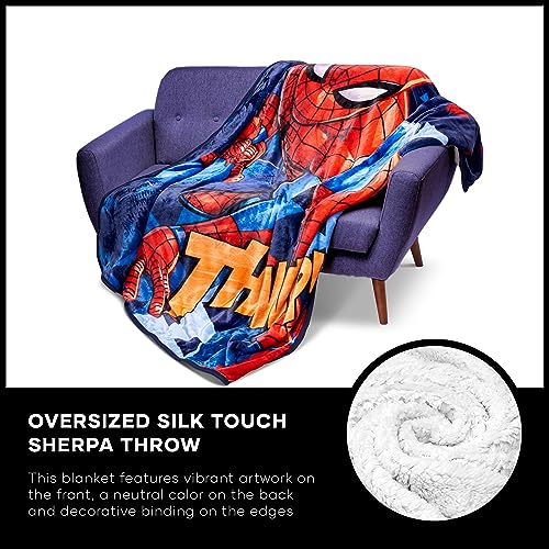 Northwest Spider-Man Silk Touch Sherpa Throw Blanket, 60" x 80", Spidey Stance