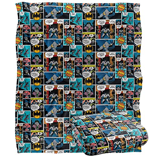 Batman Comic Pattern Officially Licensed Silky Touch Super Soft Throw Blanket 50" x 60"