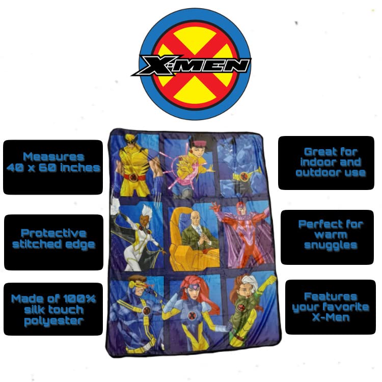 Marvel X-Men Team Fleece Softest Throw Blanket| Measures 60 x 45 Inches