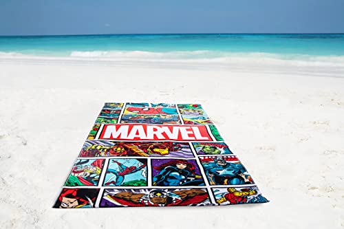 Jay Franco Marvel Comics Vintage Comic Kids Large Bath/Pool/Beach Towel - Super Soft & Absorbent Fade Resistant Cotton Towel, Measures 34 x 64 inches (Official Marvel Product)