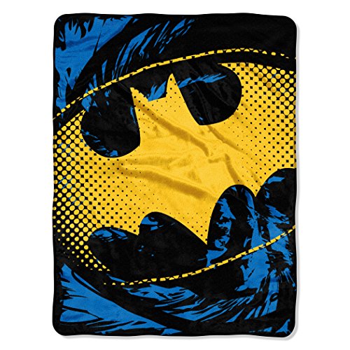 DC Comics Batman, "Ripped Shield" Micro Raschel Throw Blanket, 46" x 60", Multi Color, 1 Count