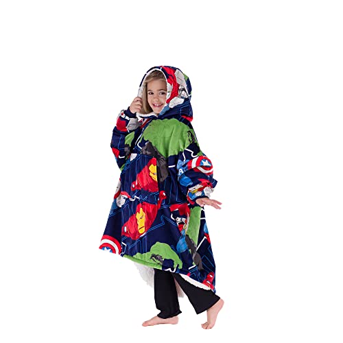 THE COMFY Original JR | Marvel Avengers Blue Comfy | The Original Oversized Sherpa Wearable Blanket for Kids, Seen On Shark Tank, One Size Fits All