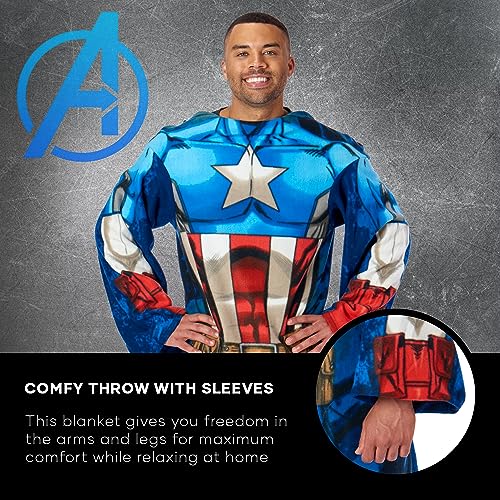 Northwest Comfy Throw Blanket with Sleeves, Adult (48 x 71 in), Captain America