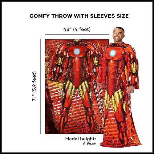 Marvel 1MAR024000002RET 's Iron Man, "Being Iron Man" Adult Comfy Throw Blanket, 48" x 71", Multi Color