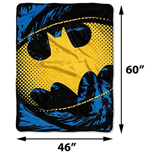 DC Comics Batman, "Ripped Shield" Micro Raschel Throw Blanket, 46" x 60", Multi Color, 1 Count