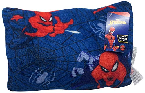 Jay Franco Marvel Spiderman Travel Set - 3 Piece Kids Travel Set Includes Blanket, Pillow, & Plush