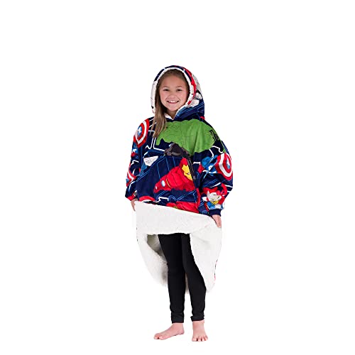 THE COMFY Original JR | Marvel Avengers Blue Comfy | The Original Oversized Sherpa Wearable Blanket for Kids, Seen On Shark Tank, One Size Fits All