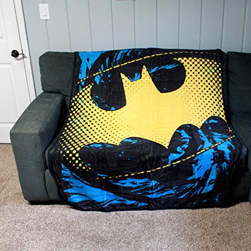 DC Comics Batman, "Ripped Shield" Micro Raschel Throw Blanket, 46" x 60", Multi Color, 1 Count