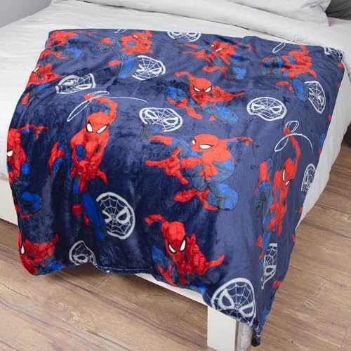 Marvel Spiderman Throw Blanket with Gift Box - Plush Throw Measures 46 x 60 Inches - Super Soft Special Edition Superhero Fleece Bedding