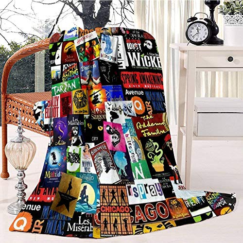 Musicals Collage II Fleece Blanket Soft Plush Throw TV Blanket Bedding Flannel Throw Shawls and Wraps Lightweight for Bed Couch Chair Travel, 59"x78.7"