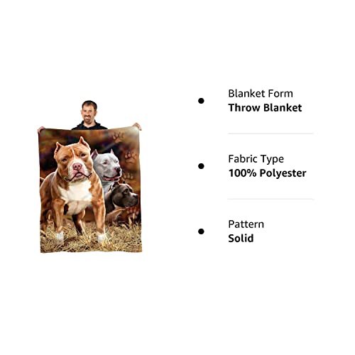 JPI Fleece Throw Blanket - Pitbull - Lightweight Faux Fur Fleece Blanket Large 50"x 60" - for Beds, Sofa, Couch, Picnic, Travel, Camping