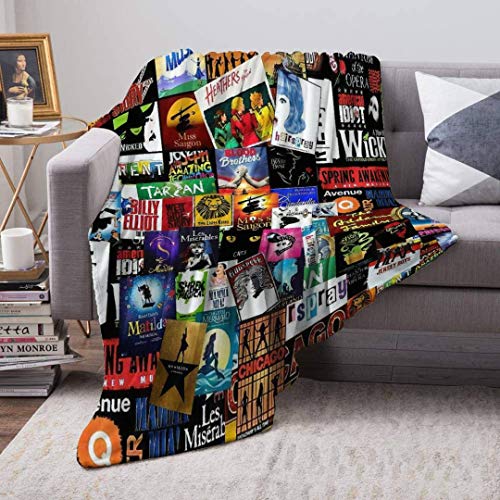 Musicals Collage II Fleece Blanket Soft Plush Throw TV Blanket Bedding Flannel Throw Shawls and Wraps Lightweight for Bed Couch Chair Travel, 59"x78.7"
