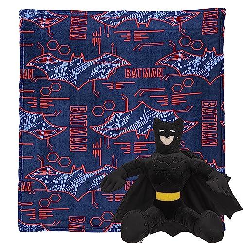 Northwest Batman Cyber Symbols Character Hugger Pillow & Silk Touch Throw Blanket Set, 40" x 50"