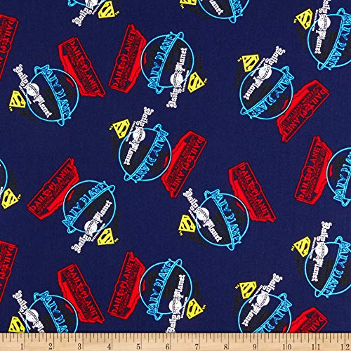 DC Comics Superman Daily Planet in Navy Quilt Fabric By The Yard