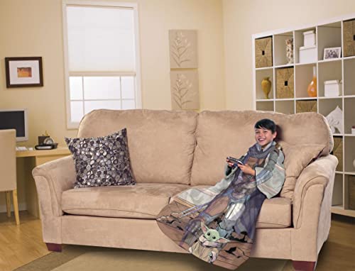 Northwest Star Wars: The Mandalorian Comfy Mando Youth Silk Touch Comfy Throw Blanket with Sleeves, 48" x, 48"