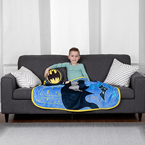 Franco Kids Bedding Super Soft Plush Decorative Pillow and Throw Set, 40 in x 50 in, Batman