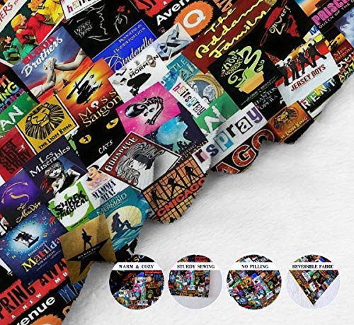 Musicals Collage II Fleece Blanket Soft Plush Throw TV Blanket Bedding Flannel Throw Shawls and Wraps Lightweight for Bed Couch Chair Travel, 59"x78.7"