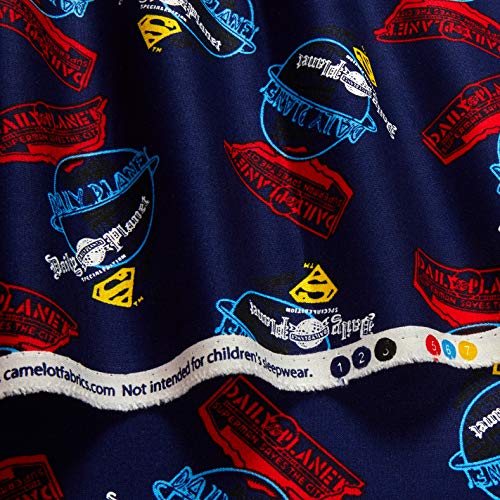 DC Comics Superman Daily Planet in Navy Quilt Fabric By The Yard