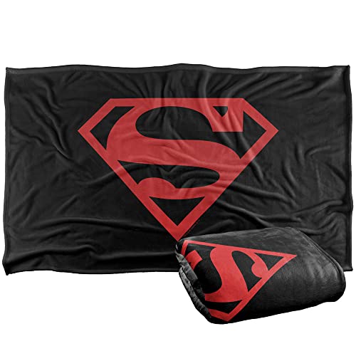Superman Red On Black Shield Silky Touch Super Soft Throw Blanket 36" x 58",Red On Black Shield