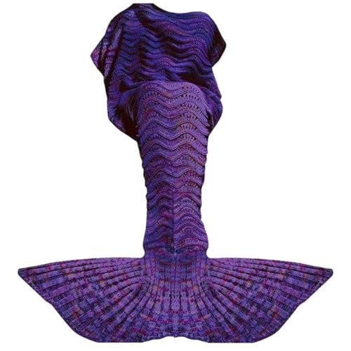 Mermaid Tail Blanket, 74''x 35'' Cozy Soft Crochet Wearable Blanket for Kids Teens Adult All Seasons Snuggle Mermaid Blanket Sleeping Bag