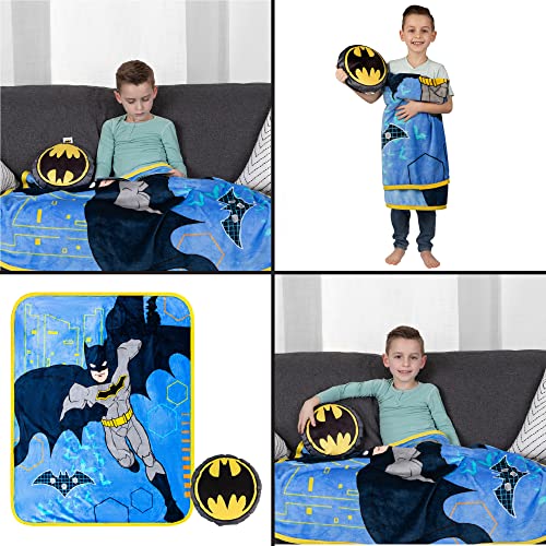 Franco Kids Bedding Super Soft Plush Decorative Pillow and Throw Set, 40 in x 50 in, Batman