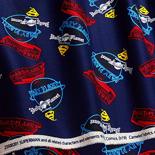 DC Comics Superman Daily Planet in Navy Quilt Fabric By The Yard