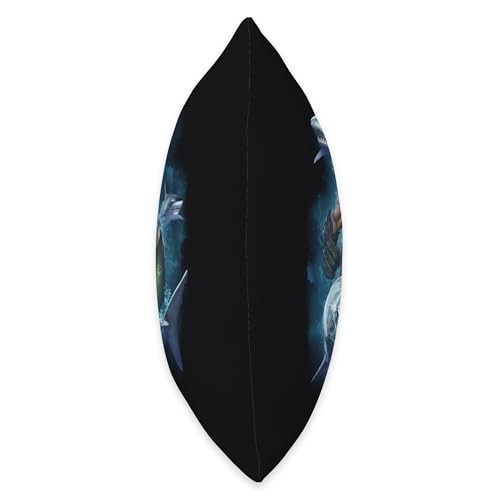 Aquaman Movie Swimming with Sharks Throw Pillow, 18x18, Multicolor