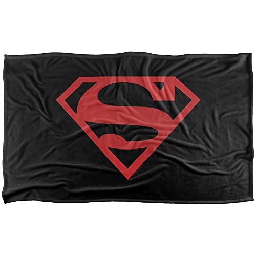 Superman Red On Black Shield Silky Touch Super Soft Throw Blanket 36" x 58",Red On Black Shield