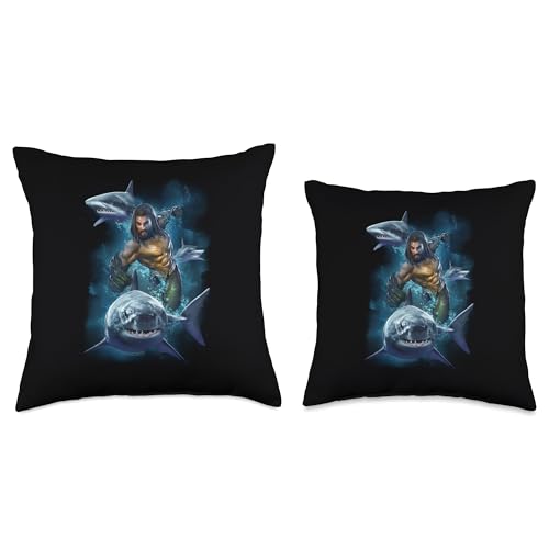 Aquaman Movie Swimming with Sharks Throw Pillow, 18x18, Multicolor