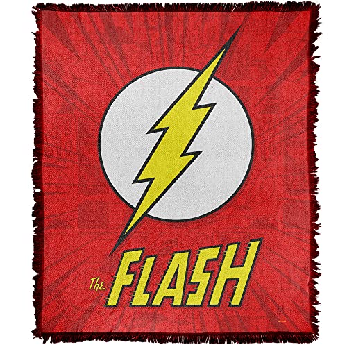 LOGOVISION Flash Blanket, 50"x60" The Flash Action Logo Woven Tapestry Cotton Blend Fringed Throw
