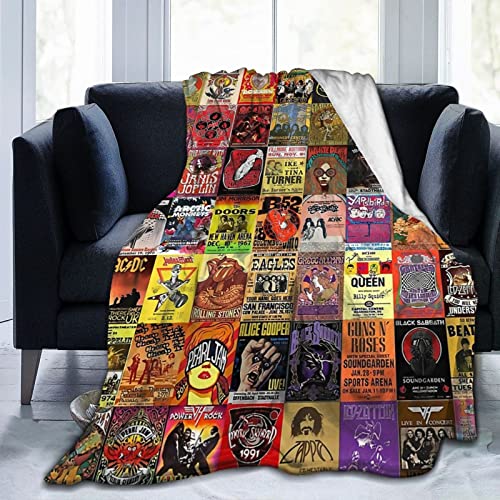 Jasongamo Rock Band Collage Flannel Blanket Lightweight Cozy Bed Blankets Soft Throw Blanket Fit Couch Sofa Suitable for All Season50 X40