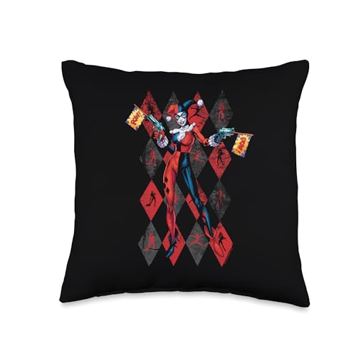 Harley Quinn Pow Throw Pillow, 16x16, Multicolor
