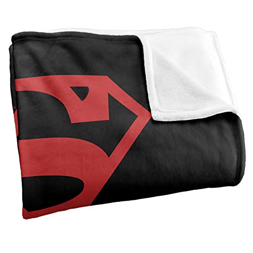 Superman Red On Black Shield Silky Touch Super Soft Throw Blanket 36" x 58",Red On Black Shield