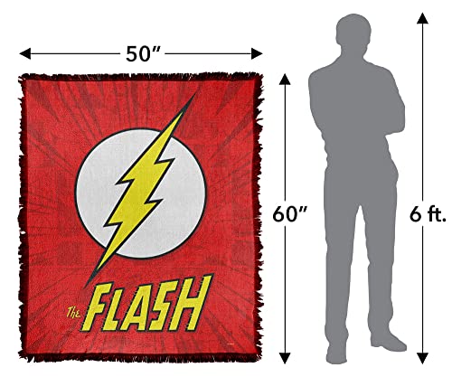 LOGOVISION Flash Blanket, 50"x60" The Flash Action Logo Woven Tapestry Cotton Blend Fringed Throw