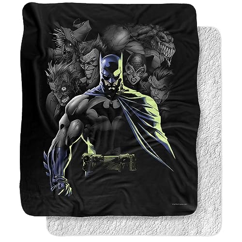 Batman Blanket, 50"x60", Villains Unleashed Silky Touch Sherpa Back Super Soft Throw Blanket