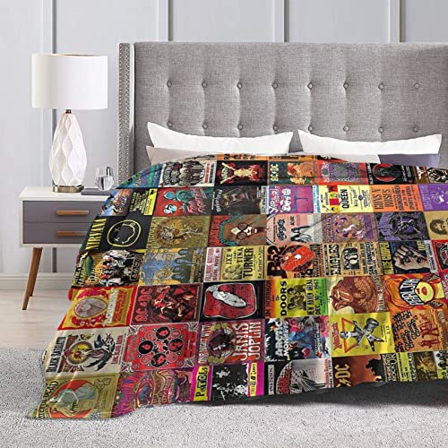 Jasongamo Rock Band Collage Flannel Blanket Lightweight Cozy Bed Blankets Soft Throw Blanket Fit Couch Sofa Suitable for All Season50 X40