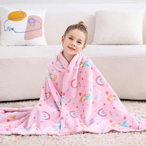 softan Princess Blanket for Girls, Kids Throw Blanket for Boys and Girls Soft Cozy Flannel, Cute Princess Blanket for Sofa Couch Bed, Christmas Birthday Gift for Kids, 50x60 Inches