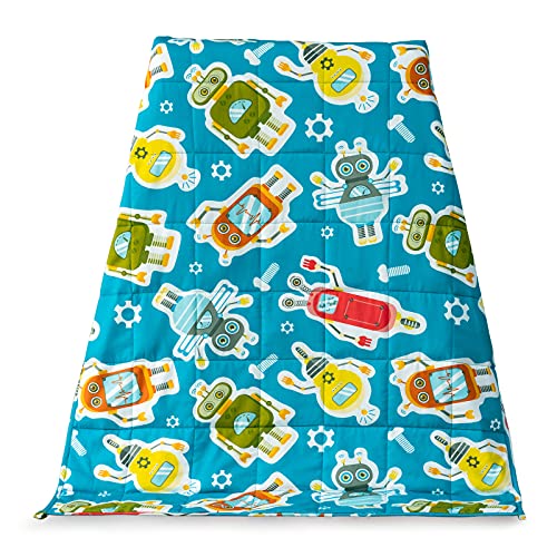 Sivio Kids Weighted Blanket, 5 lbs, 36 x 48 inches, 100% Natural Cotton Heavy Blanket for Kids and Toddler, AI Robot Theme